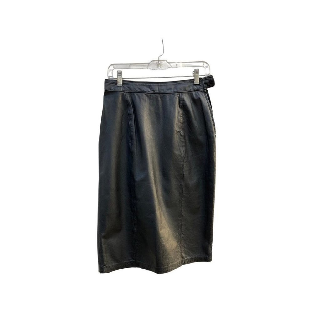 26" | 2 | 4 | Vintage 80's Black Leather pencil skirt